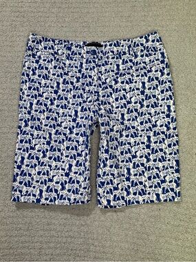 Talbots The Perfect Shorts Elephant Print Blue & Patterned Bermuda Shorts Sz 2P